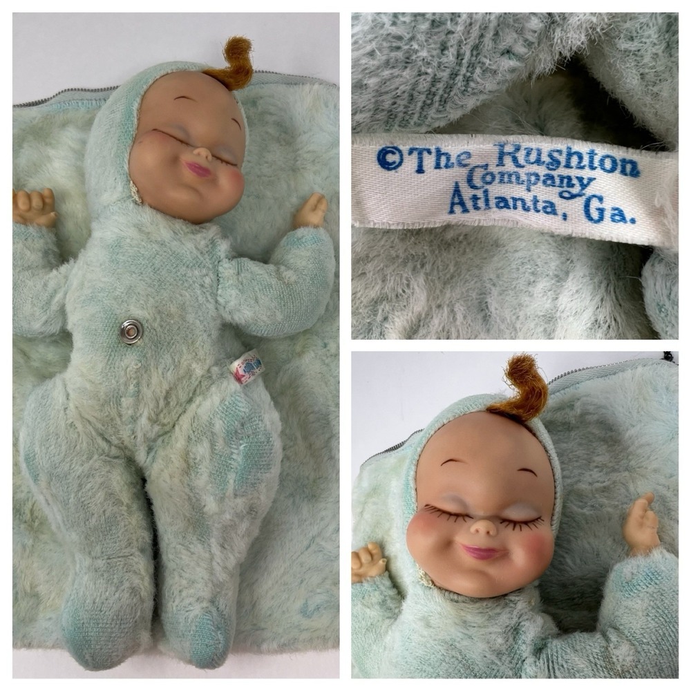 Rushton‎ Star Creation Rubber Face Dozie Dot Sleeping Baby Doll w/ Blanket 1950